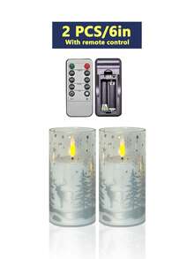 3pcs Set Flickering Reindeer Print Flameless Candles With Timer Remote Control, Battery Operated, Suitable For Christmas, Halloween, Valentine's Day, Mother's Day, Dining Table, Wedding, Party, Gift, Holiday - Warm Light - View 14