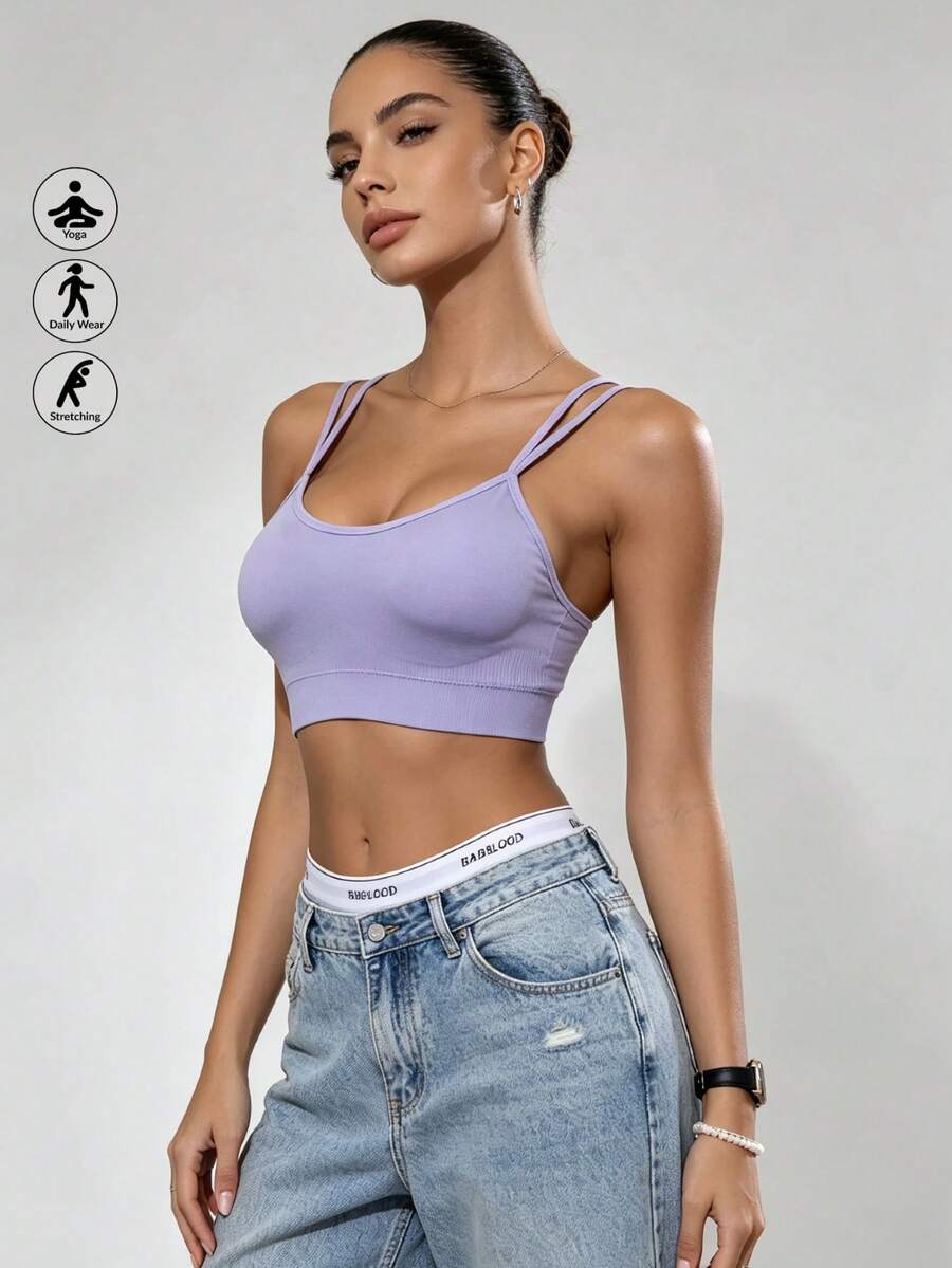 Runway Rest Seamless High Stretch Cross Back Sports Bra For Yoga Running Gym Elegant Yoga Accessory Sleek Sports - Purple - View 1