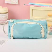 時尚學生鉛筆袋,耐用牛津布,雙拉鍊,多色可選,男女通用 - Triangle Twill Pencil Case - 查看 12