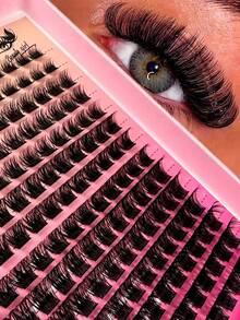 140pcs DIY Faux Mink Eyelashes Fluffy Individual Lash Extensions,0.07mm Curled Dramatic Lashes 8-16mm Mixed Tray, Makeup Tools, Bulk Personal Lash Extension, Suitable For Home Use, Everyday Makeup - D - View 2