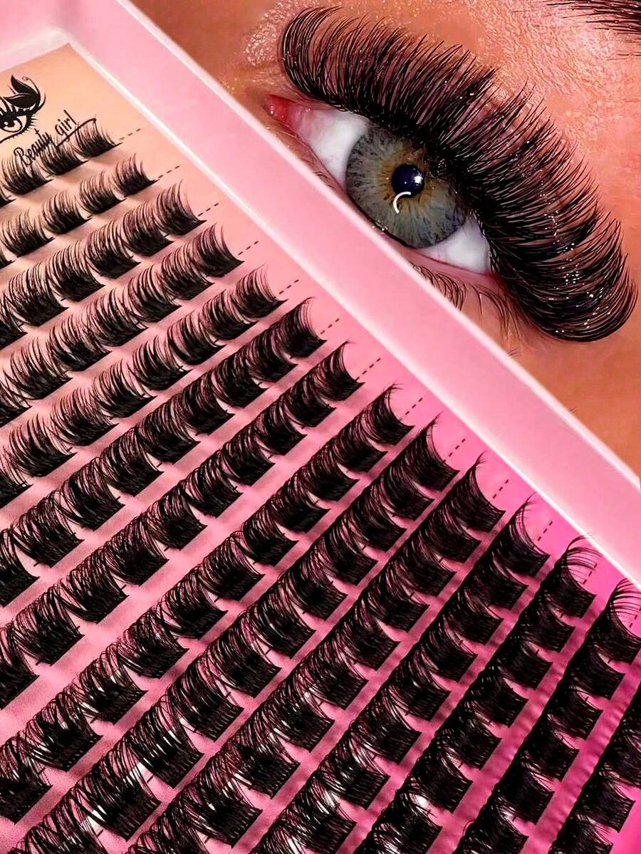 140pcs DIY Faux Mink Eyelashes Fluffy Individual Lash Extensions,0.07mm Curled Dramatic Lashes 8-16mm Mixed Tray, Makeup Tools, Bulk Personal Lash Extension, Suitable For Home Use, Everyday Makeup