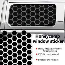 2 Pieces Set Of GM Window Film Decoration, Self-Adhesive Hexagonal Honeycomb Vinyl Stickers, Truck Side Window Honeycomb Stickers, Waterproof, Sunproof, Scratch-Resistant, Durable Stickers, Classic Pattern Design - A - View 5