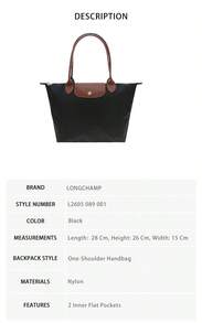 Longchamp Le Pliage Original Women's Handbag L2605 089 001 - Black L2605 089 001 - View 8