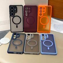 1pc Skin-Feel Micro-Hole Magnetic Lens Protector Soft Edge Strong Magnetic Force Compatible With S26ULTRA Anti-Drop S24 FE - Black - View 4