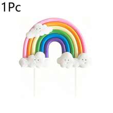 1pc/3pcs Star Decoration Rainbow Cake Toppers, Suitable For Birthday Party Cake Decoration - Multicolor - View 5