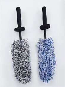 1/2pcs Set Of Ultra-Fine Fiber Wheel Hub Brush - Two Colors Of Bristles, Ergonomic Handle, Protects Vehicle Surface From Scratches, Deeply Cleans Wheel Hub, Vehicle Cleaning Brush - A - View 15