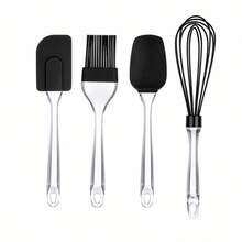 3-Piece Baking Set With Silicone Spatula, Pastry Brush And Whisk, Kitchen Utensils With Transparent PS Plastic Handle For Baking And Cooking - 無色 - 查看 8