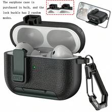 1個皮革紋理耳機保護殼 防丟鎖扣式 相容 Apple 第1/2代、Pro/Pro2、Pro3、Apple 第3/4代 保護殼支架 - 彩色 - 查看 47