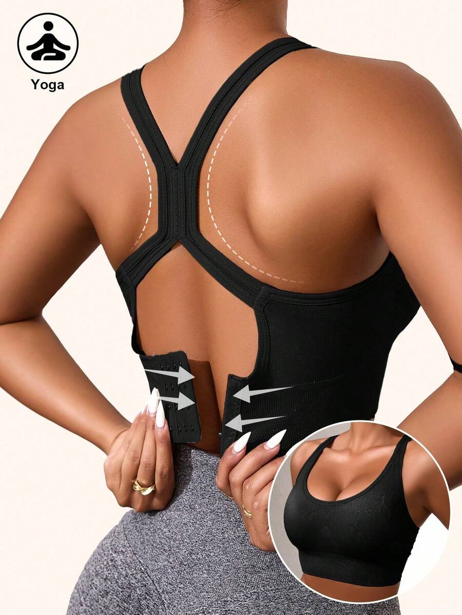 Women's Seamless Shock-Absorbing Sports Bra - Lightweight & Breathable, Suitable For Yoga & Light Workouts, Racerback Design, Wireless Support, Padded, Comfortable Yoga Camisole