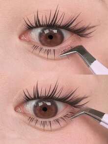 80pcs Large Capacity 10 Rows Natural Look Eyelash Clusters With Transparent Stems, Natural Look Sunflower Eyelash Clusters, Suitable For Beginners, Eyelash Clusters, Single Eyelashes, Eyelashes, False Eyelashes (Random Bottom Card) - C - View 5