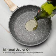 Maifan Stone Non-Stick Frying Pan With Glass Lid, Black/White Stir-Fry Pan With Wood Grain Handle, Home Cooking Pan For Frying, Stir-Frying And Daily Cooking - View 7
