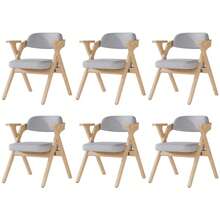6 Folding Dining Chairs, Solid Wood Dining Chairs, Comfortable And Breathable, Foldable And Storage, Suitable For Dining Room, Living Room, Cafe, Modern Style, Linen, Gray, 63.5 X 66.5 X 76 Cm - Grey - View 5
