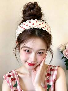 2/4件組蕾絲飾邊魔鬼氈組合甜美髮飾，適合女孩與女性，適用日常出門、開學季、約會、度假 - 彩色 - 查看 2
