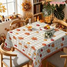 1/2pcs Autumn Tablecloth, Autumn Maple Leaf & Berry Plaid Tablecloth, Polyester Material, Suitable For Dining Room, Kitchen, Coffee Table, Picnic, Camping, Country Farmhouse Decor, Tabletop Protection And Autumn Holiday Theme Arrangement - Multicolor - View 7