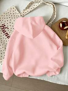 Girls Sweet Casual Capybara Cartoon Print Hoodie & Loose Pants 2-Piece Set, Autumn/Winter Daily Home & Outdoor - Pink - View 4