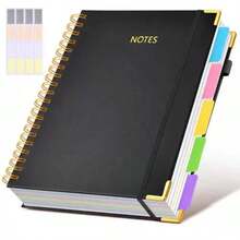 1pc Premium Hardcover Spiral Notebook, 300 Pages 5-Section Design With Removable Tabs, Large Capacity B5/A5 Lined Notepad, Student Learning Office Record Book, Essential Back To School Stationery - Multiple Styles - View 13