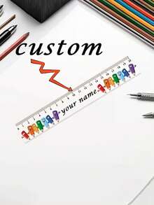Personalized Custom Name Transparent Ruler, Can Be Engraved With Your Name/Text, Suitable For School, Office, Durable And Lightweight, Perfect Gift For Students, Teachers, Graduation, Birthday, Back To School Season - Multicolor - View 6