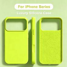 液態矽膠 3 層全包覆軟膠手機殼，適用於 iPhone 17 Pro 17 Pro Max 17，清新夏季配色，防震保護殼附防刮微纖維內裡，相容 iPhone 13 11 16 Pro Max 15 14 Plus 12 Mini XS Max 7 8 Plus - 螢光綠 - 查看 1