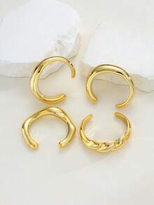 4pcs Vintage Fashion Casual Minimalist Women's Bracelet Set, Travel, Vacation, Dating, Birthday, Holiday Gift - Yellow Gold - View 6