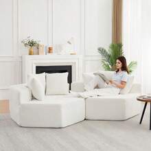 Beige + Chenilla + Espuma + Muelles + Moderno + 2 plazas