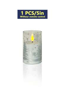 3pcs Set Flickering Reindeer Print Flameless Candles With Timer Remote Control, Battery Operated, Suitable For Christmas, Halloween, Valentine's Day, Mother's Day, Dining Table, Wedding, Party, Gift, Holiday - Warm Light - View 11
