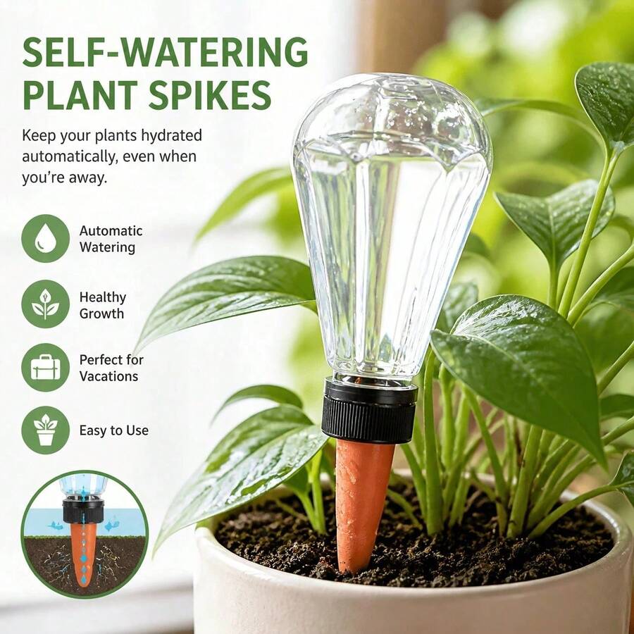 1/2/3pcs Large Capacity Transparent Diamond Automatic Watering Device, Clay Slow Release Anti-Clogging Seepage Watering Tool, Indoor Drip Irrigation Watering System, Potted Flower Plant Watering Device