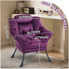 Lazy Chair, Relaxing Chair With Metal Frame And A Side Pocket, Simple Style Comfy Chairs For Bedrooms Living Room Balcony - 彩色 - 查看 5
