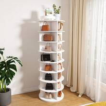 White Display Cabinet - 8-Tier Rotating Shoe Organizer - 白色 - 查看 2