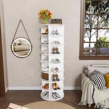 White Display Cabinet - 8-Tier Rotating Shoe Organizer - 白色 - 查看 3