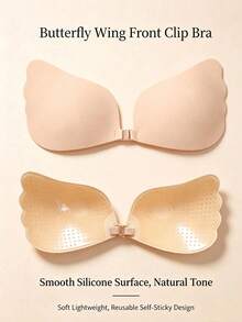 1pc/1set Women's Invisible Bra, Backless Strapless Bra, Adhesive Push-Up Bra, Suitable For Backless Dresses, Applicable For Various Occasions - Multicolor - View 4