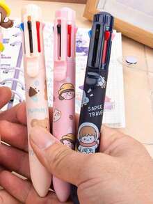 1 buah (Model & Warna Acak) Alat Tulis Kreatif Pulpen Ballpoint 10 Warna/8 Warna, Pulpen Doodle Warna-warni Kartun untuk Siswa, Pulpen Ballpoint Multi-Warna Lucu yang Dapat Diklik, Perlengkapan Belajar Kembali ke Sekolah - MultiWarna - View 8