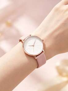 LUCKYFOX Women's Watch Roman Numeral Dial PU Strap Quartz Watch Vintage Wristwatch Suitable For Daily Commute Accessory Birthday Holiday Exquisite Gift - Pink - View 5