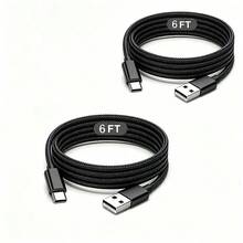 كابل شحن سريع USB Type-C، كابل شحن وبيانات USB-A إلى USB-C (مضفر من النايلون 33 قدم/6.6 قدم/10 قدم)، متوافق مع Galaxy S25/24/S23/S22/S21، الهواتف، متوافق مع iPhone 16/16 ProMax/15 Plus/15 Pro/15 Max، متوافق مع Redmi والهواتف وهواتف Android الأخرى كابل شحن - الأسود - مشاهدة 12