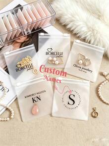 5pcs Customized Jewelry Pouches, Name Envelopes, Bridesmaid Gifts, Bride Gifts, Groomsman Gifts, Wedding Favors, Pink, Purple, Closet Organizer, Customized Graduation Gifts, Travel Jewelry Organizer - Multicolor - View 10