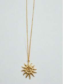 QTHOPE Spiral Vortex Sun Pendant Necklace Suitable For Girls' Daily Wear - Gold - View 2
