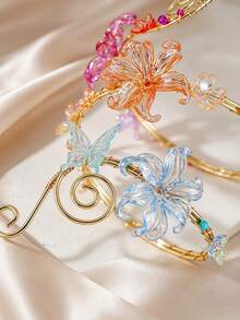 1pc Exquisite Flower Arm Cuff, Adjustable Spiral Flower Arm Band, Suitable For Women's Daily Wear, Dating, Holiday Party And Gathering - Golden Yellow - View 5