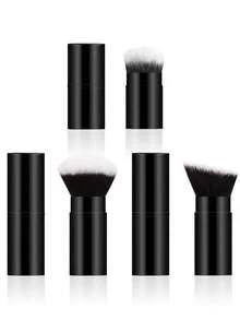 ronshadow 3pcs/2pcs Retractable Makeup Brushes With Protective Covers For Powder, Blush And Contour, Soft Bristles, Portable Makeup Tool - Multicolor - View 13