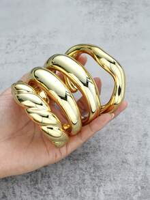 4pcs Vintage Fashion Casual Minimalist Women's Bracelet Set, Travel, Vacation, Dating, Birthday, Holiday Gift - Yellow Gold - View 3