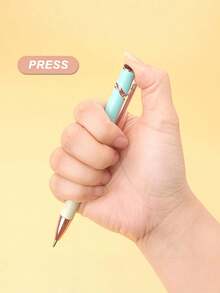 12pcs/Set 2-In-1 Retractable Ballpoint Pen Set[2pcs Random Color Pens + 10pcs Refills], With Touch Stylus Tip, Metal Touch Pen, 1.0mm Black Ink, Suitable For Office And School Supplies Writing Pen - A - View 4