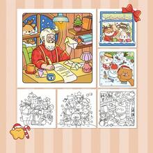 Cozy Christmas Coloring Book - Bold & Easy Festive Line Art Stress Relief Coloring Book, Suitable For Children, Teens And Adults, Relaxing Holiday Stress Relief Art Activity Book, (8.3x8.3 Inches), Christmas Stocking Filler, Christmas Gift, Christmas Gifts, Stationery, Cute Winter Holiday Gift & Stocking Stuffer - Red - View 8