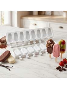 1pc 8-Cavity Ribbed Silicone Popsicle Mold Ice Cream Ice Cube Tray For DIY Summer Popsicle Making - Multicolor - View 6