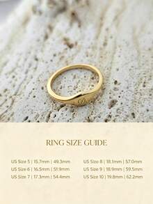 1pc Personalized Letter Ring, 14K Gold Thin Ring, 925 Stamp, Customized Name Ring For Her, Couple Gift, Mother's Day Gift, Jewelry For Mom, Birthday Gift, Stackable Rings - Multicolor - View 4