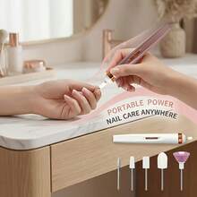 Portable Electric Nail File, 5 Drill Bits, USB Rechargeable, LED Light, Adjustable Speed, Manicure And Nail Care Set - Multi-color - View 6