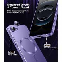 磁吸無線充電手機殼，相容 iPhone 17 Pro Max 16 15 14 13 12 11 Pro Plus 17e，相機背蓋保護殼 - 紫色 - 查看 5
