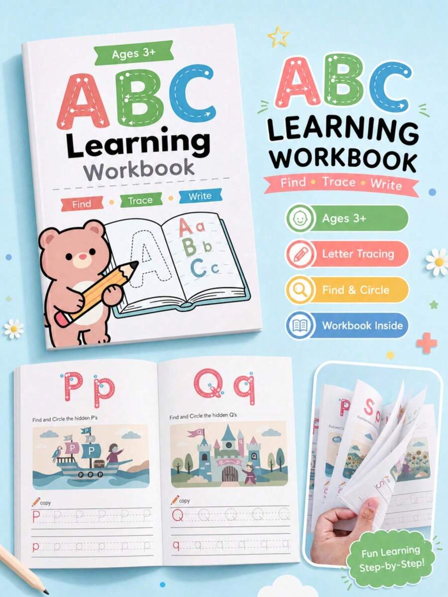 1pc A-Z Letter Tracing Practice Book, Picture-Based Sentence Making Workbook, Back To School Learning Copybook, Teacher Reward Gift