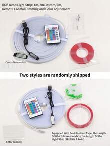 1/2/3/4/5m 柔性 RGB LED 霓虹燈條,附遙控調光,USB 供電,適用於萬聖節與派對裝飾、廚房氛圍燈、電視背景燈、直播化妝鏡、浴室鏡前補光燈條 - 彩色 - 查看 12