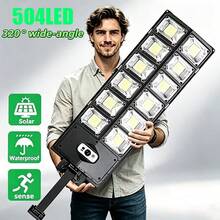 4/2/1pc Outdoor 504 LED Solar Street Light With Remote Control And Motion Sensor, 6500K/3000LM Dusk Solar Flood Light, 3*1500mAh/IP44 Waterproof, Adjustable 3 Lighting Modes Solar Wall Light, Suitable For Home Decor, Garden, Street, Patio, Garage - Solar Street Light - View 13