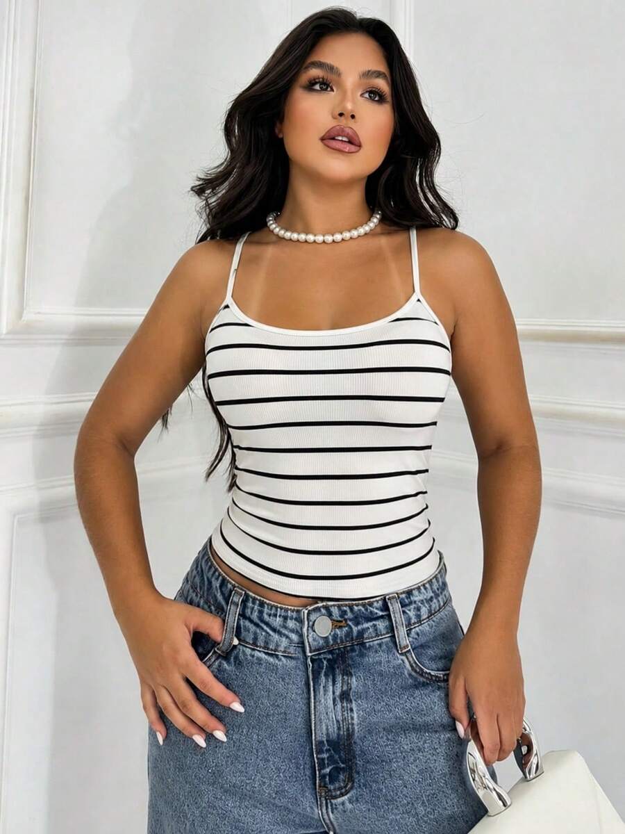 RIBBON STRAPS TOP WITH PADS - Blanco/Negro - Ver 1