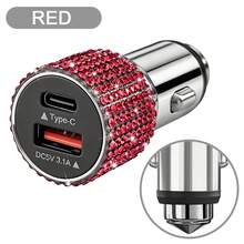 1件裝鑽石閃亮 2/4/6/8孔車用充電器，3合1充電線，快速充電，Type C、USB，車用轉接頭，USB A轉Type C、Type C轉Type C，相容手機、行車記錄器、GPS，男女適用，節日/生日禮物 - 彩色 - 查看 63