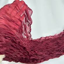1pc Women's Solid Color Breathable Ruffle Scarf New Fashion Elastic Pleated Silk Scarf Daily Outing Headscarf - Multicolor - View 13